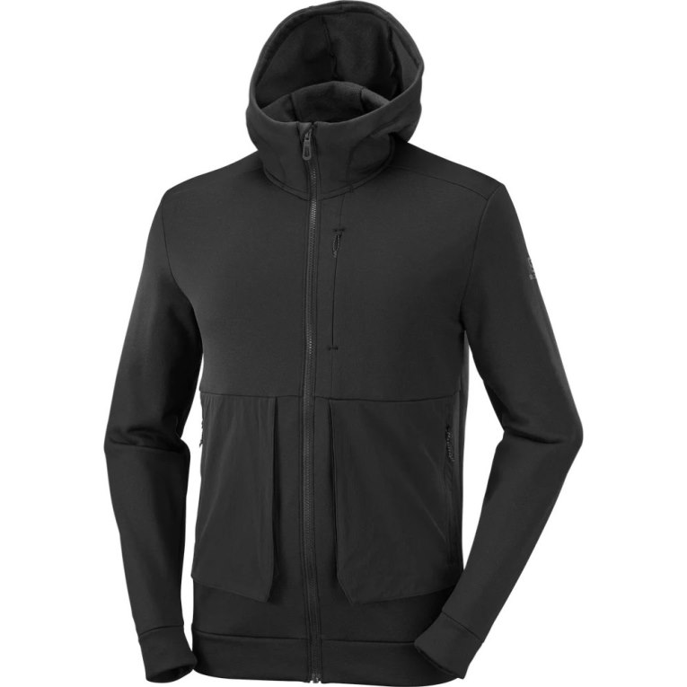 Pánské Bundy Salomon Essential Warm Fleece Černé | CZ 31KDUAH